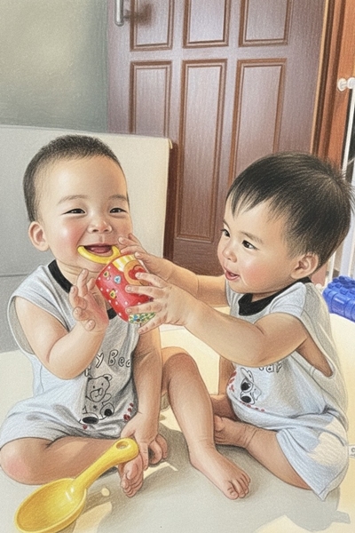 雙胞胎懂彼此的笑點