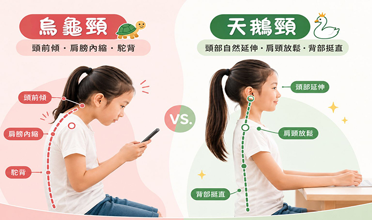 孩子越長大越駝背、脖子一直往前伸？復健科醫師提醒：小心「烏龜頸」，3 招改善頭前傾